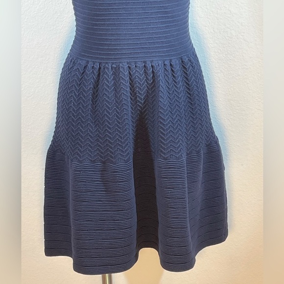 SANDRO Textured Knit Fit and Flare Navy Blue Size 1 (Sm) - Picture 7 of 12